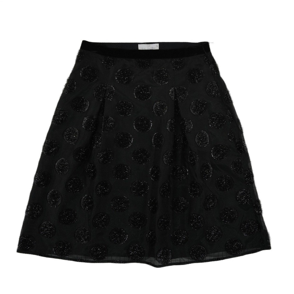 NWT RSVP by Talbots Flare Skirt Women's Size 8 Black Metallic Polka Dot Velvet